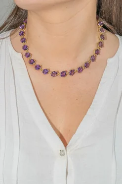 Collier Rivière Or jaune Améthyste