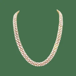 Collier "Rivière" or jaune, diamants.