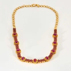 Collier Rivière Rouge or jaune, rubis
