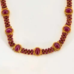 Collier Rivière Rouge or jaune, rubis