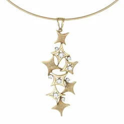 Collier rétro or jaune diamant Etoiles en cascade