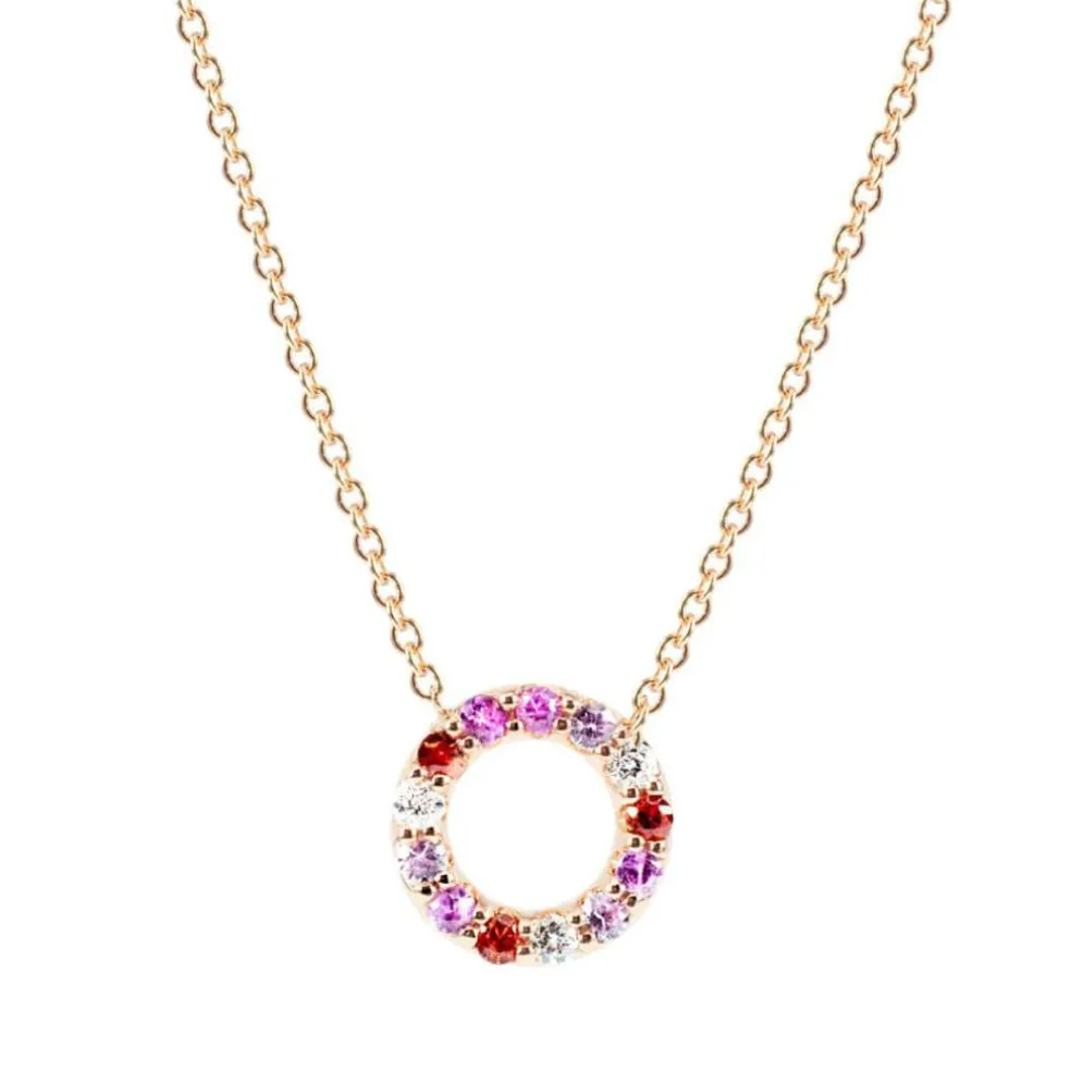 Collier saphirs multi couleurs or rose