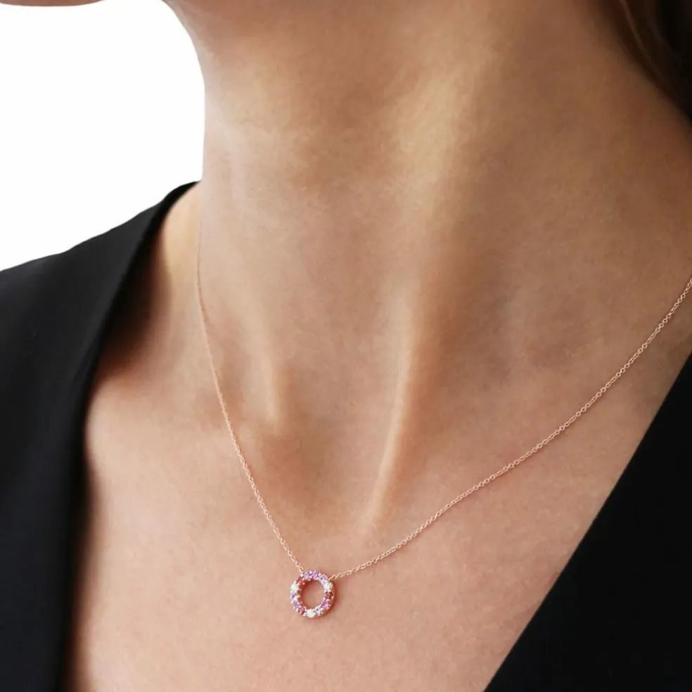 Collier saphirs multi couleurs or rose