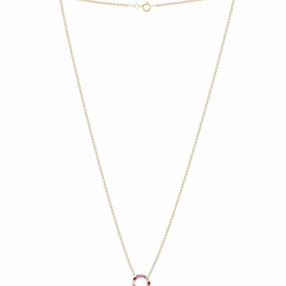 Collier saphirs multi couleurs or rose