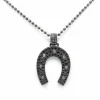 Collier Sautoir Fer à cheval Diamants noirs et blancs