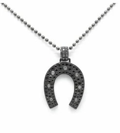 Collier Sautoir Fer à cheval Diamants noirs et blancs
