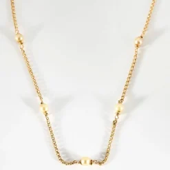 Collier Sautoir or jaune perles de cultures