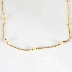 Collier Sautoir or jaune perles de cultures