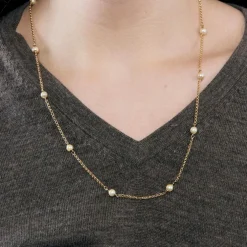 Collier Sautoir or jaune perles de cultures