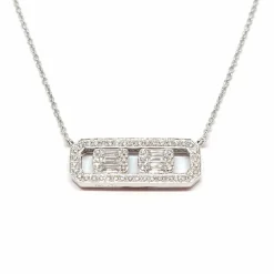 Collier slide or blanc diamants