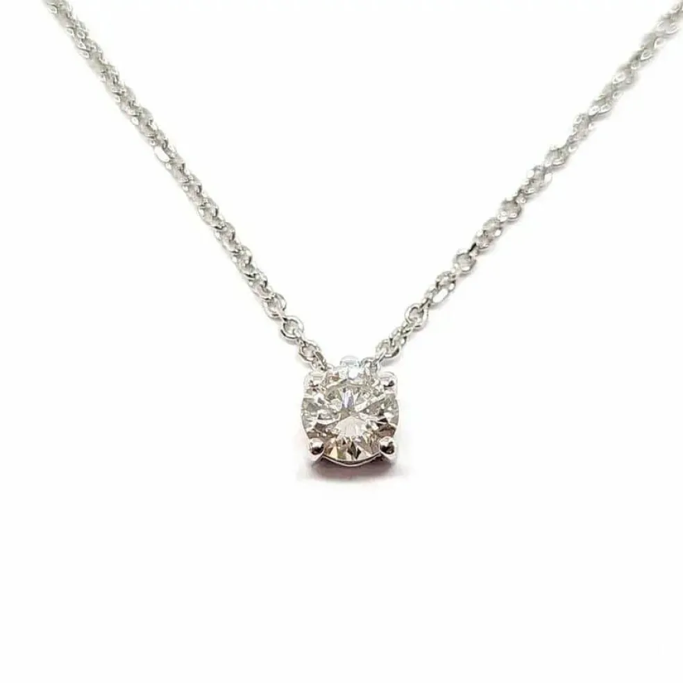Collier solitaire diamant or blanc
