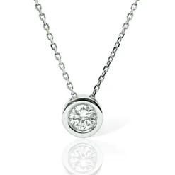 Collier solitaire diamant et or blanc