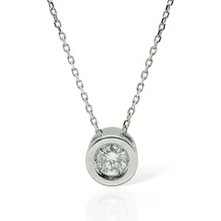 Collier Solitaire diamant et or blanc