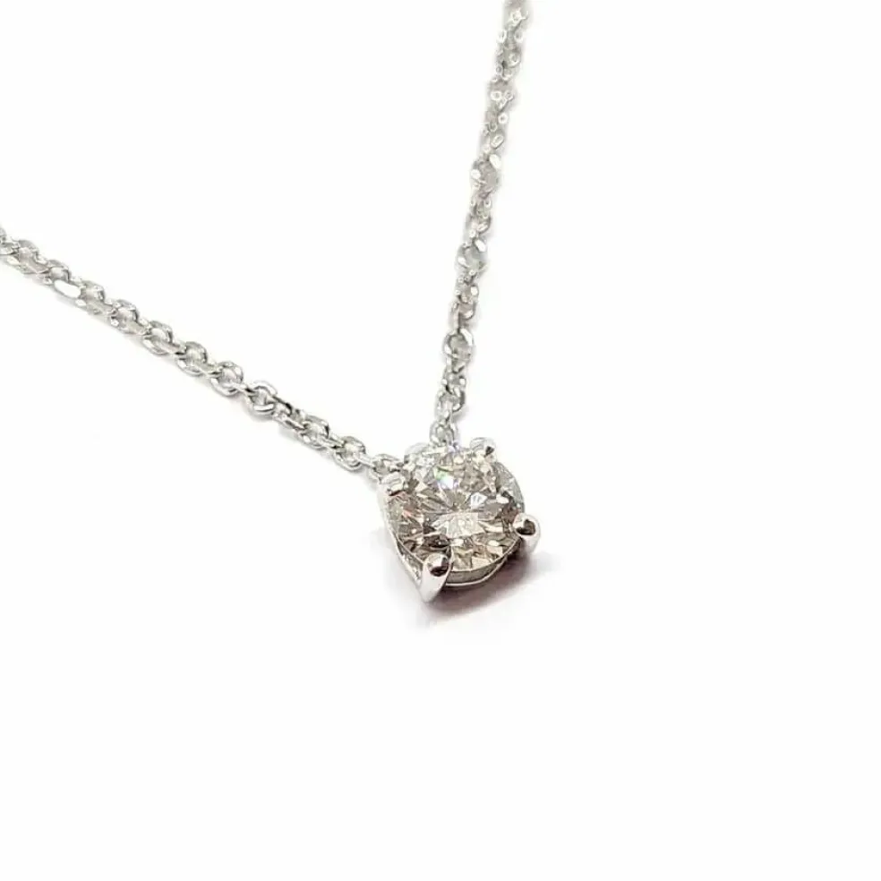 Collier solitaire diamant or blanc