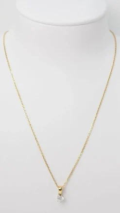 Collier solitaire or bicolore diamant