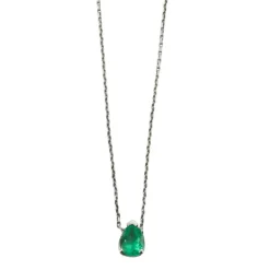 Collier solitaire Or blanc Emeraude