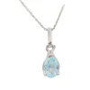 Collier solitaire or blanc et topaze bleue