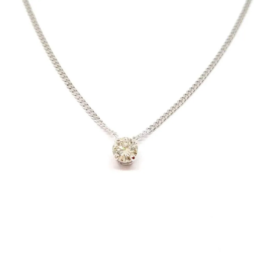 Collier solitaire or blanc diamant