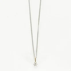 Collier solitaire or blanc et diamant