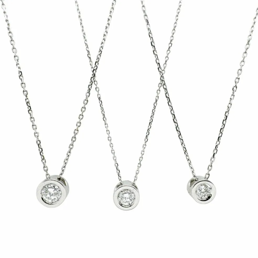 Collier Solitaire or blanc diamant