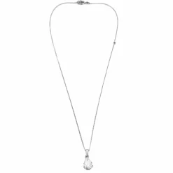 Collier Solitaire Or Blanc et Diamant Poire