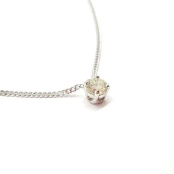 Collier solitaire or blanc diamant