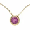 Collier solitaire or jaune et rubis