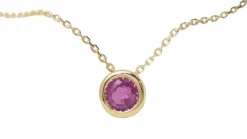 Collier solitaire or jaune et rubis