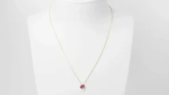 Collier solitaire or jaune et rubis