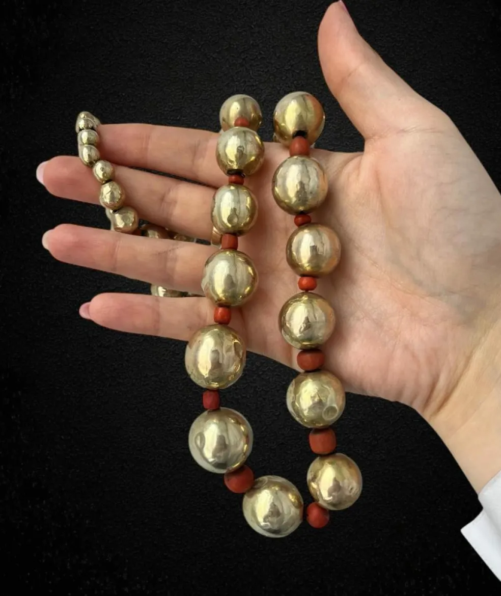 Collier sphères Or Corail