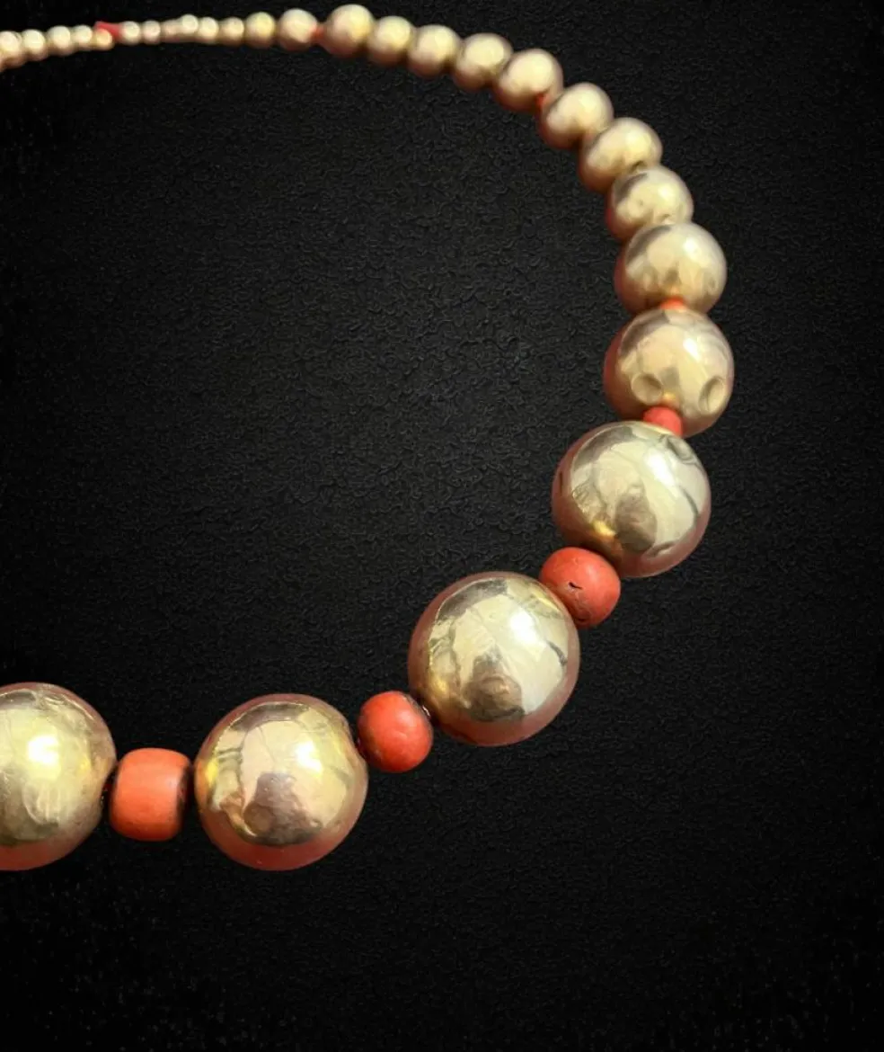 Collier sphères Or Corail