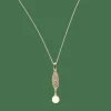 Collier style Art Déco deux ors avec pendentif Perle de culture et Diamants