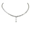 Collier tennis centre marquise or blanc