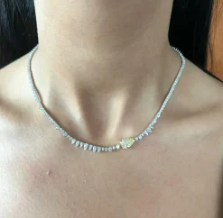 Collier tennis diamant jaune