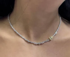 Collier tennis diamant jaune