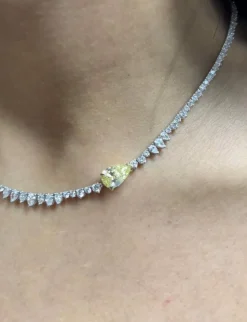 Collier tennis diamant jaune