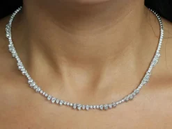 Collier tennis Diamants ronds et poires
