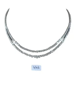 Collier tennis double couche mixte poires et diamants ronds