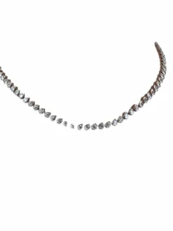 Collier tennis en or rose avec diamants poires sertis clos