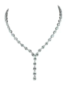 Collier tennis haut de gamme en diamants en forme de poire Rivière certifié GIA