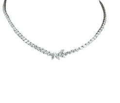 Collier tennis marquises et poires or blanc