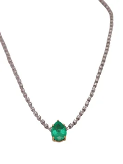Collier Tennis émeraude et diamants