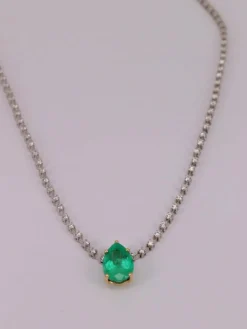 Collier Tennis émeraude et diamants
