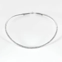 Collier torque or gris et diamants