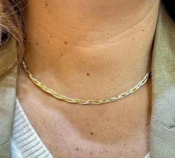 Collier tressé 2 ors semi rigide et flexible