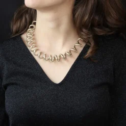 Collier tubogas en spirale vermeil