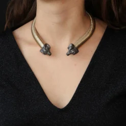 Collier tubogas et bélier vermeil
