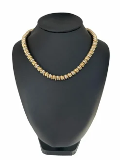 Collier tubulaire Urbino or jaune et or blanc