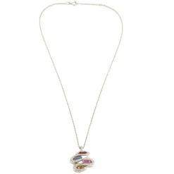 Collier TUTTI FRUTTI or blanc saphirs de couleurs