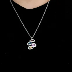 Collier TUTTI FRUTTI or blanc saphirs de couleurs